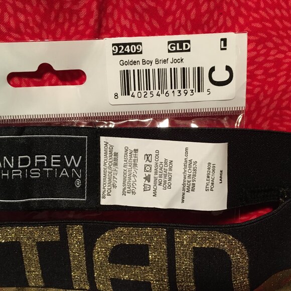 Andrew Christian Golden Boy Brief Jock Size LARGE 🆕🩲🌟 - Picture 2 of 12